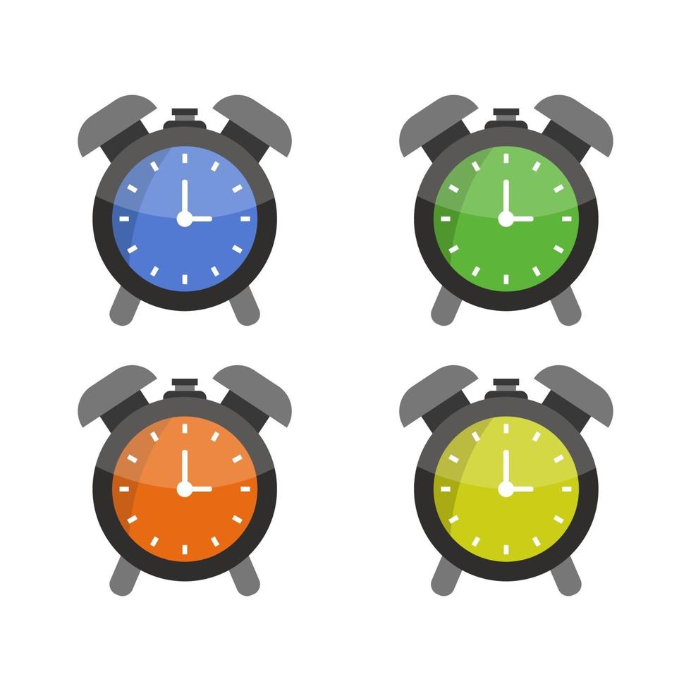 Conjunto de reloj despertador sobre fondo blanco. vector