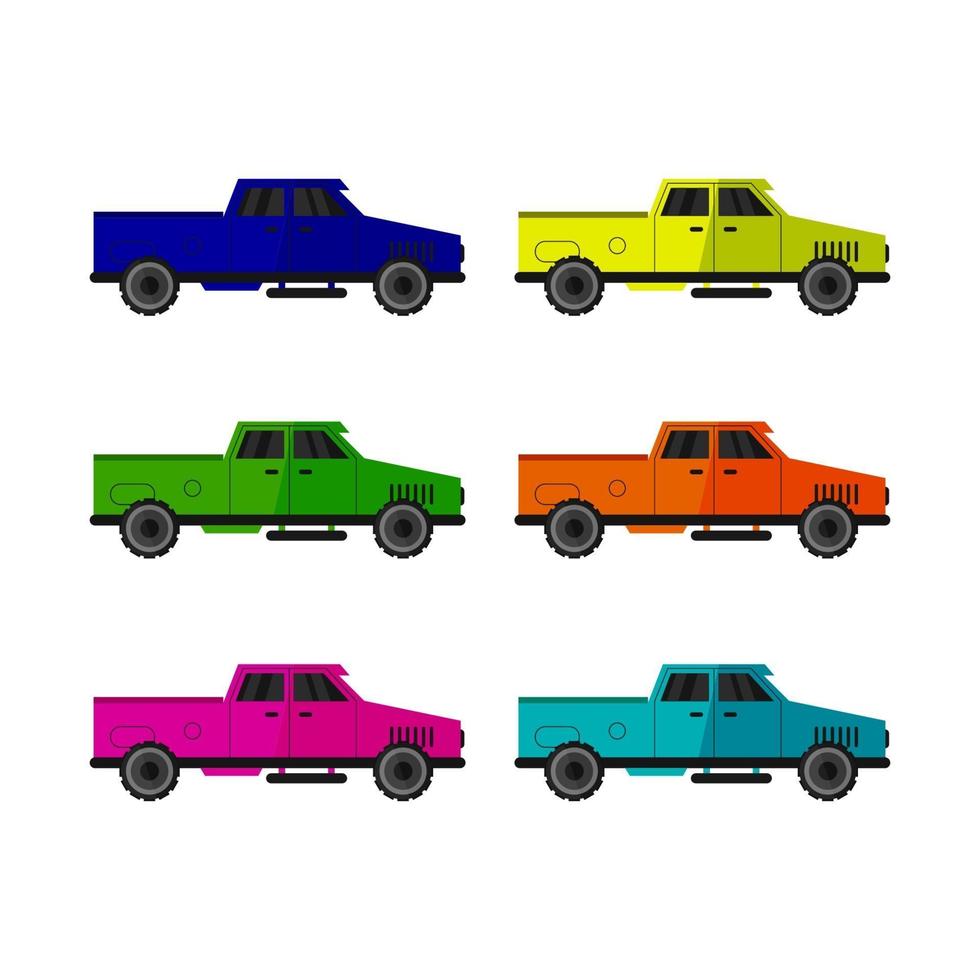 Conjunto de camionetas sobre fondo blanco. vector