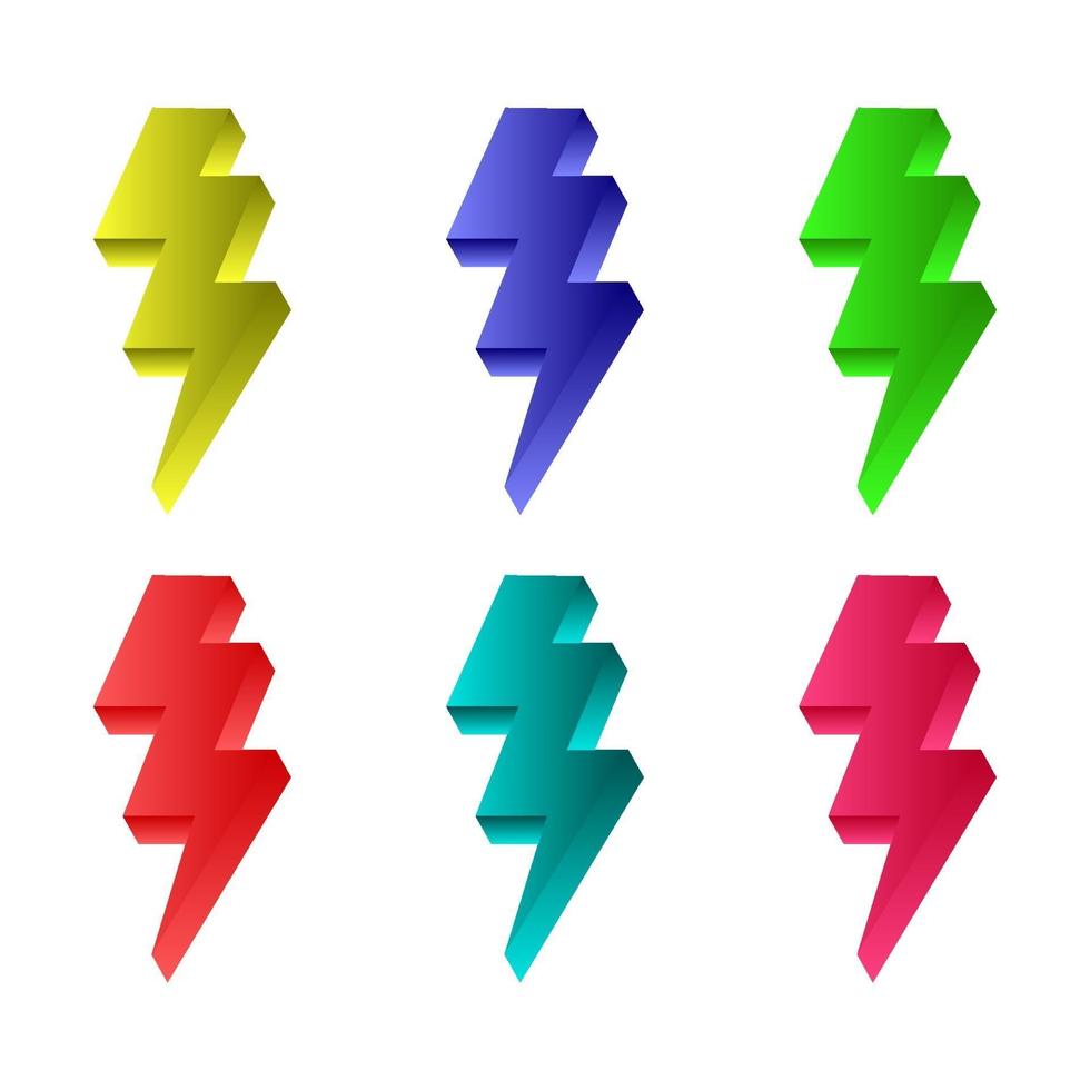 Set Of Lightning On White Background vector