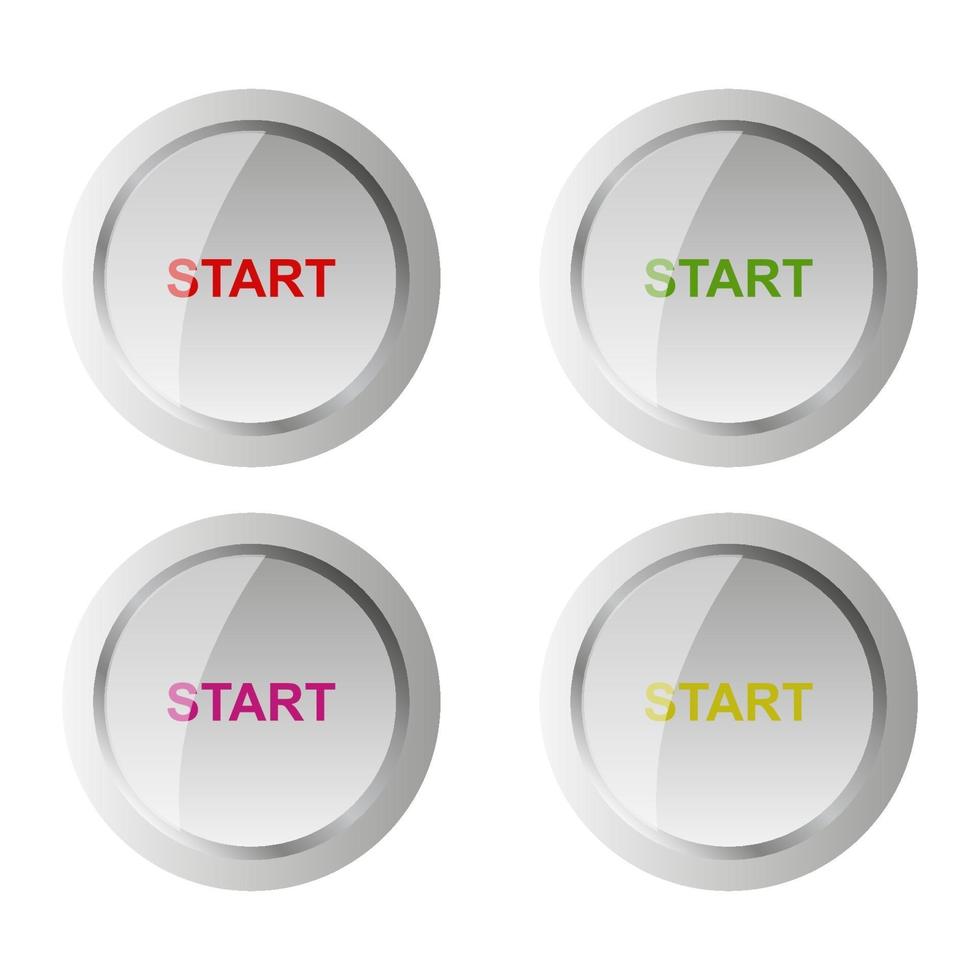 Set Of Start Button On White Background vector