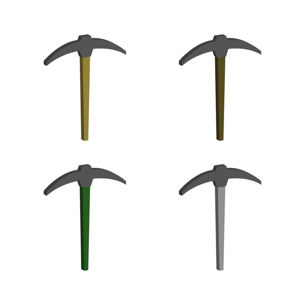 Set Of Pickaxe On White Background vector