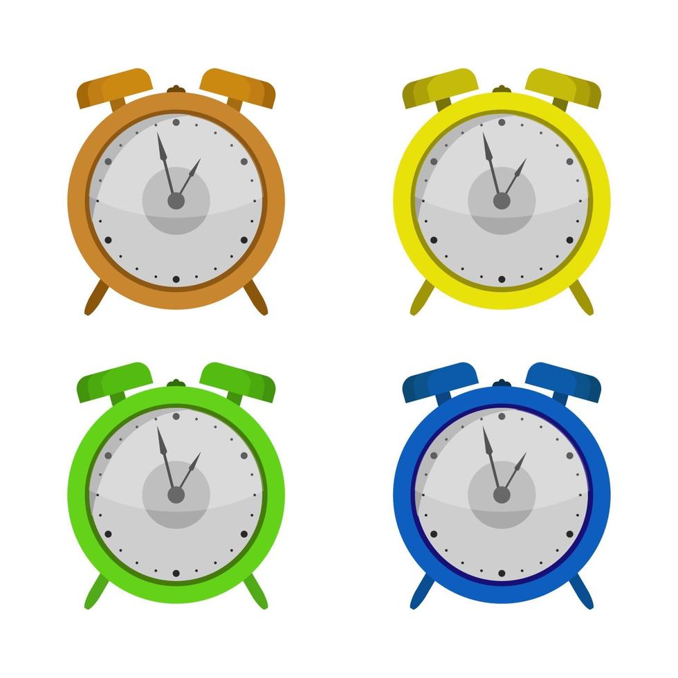 Set Of Alarm Clock On White Background vector