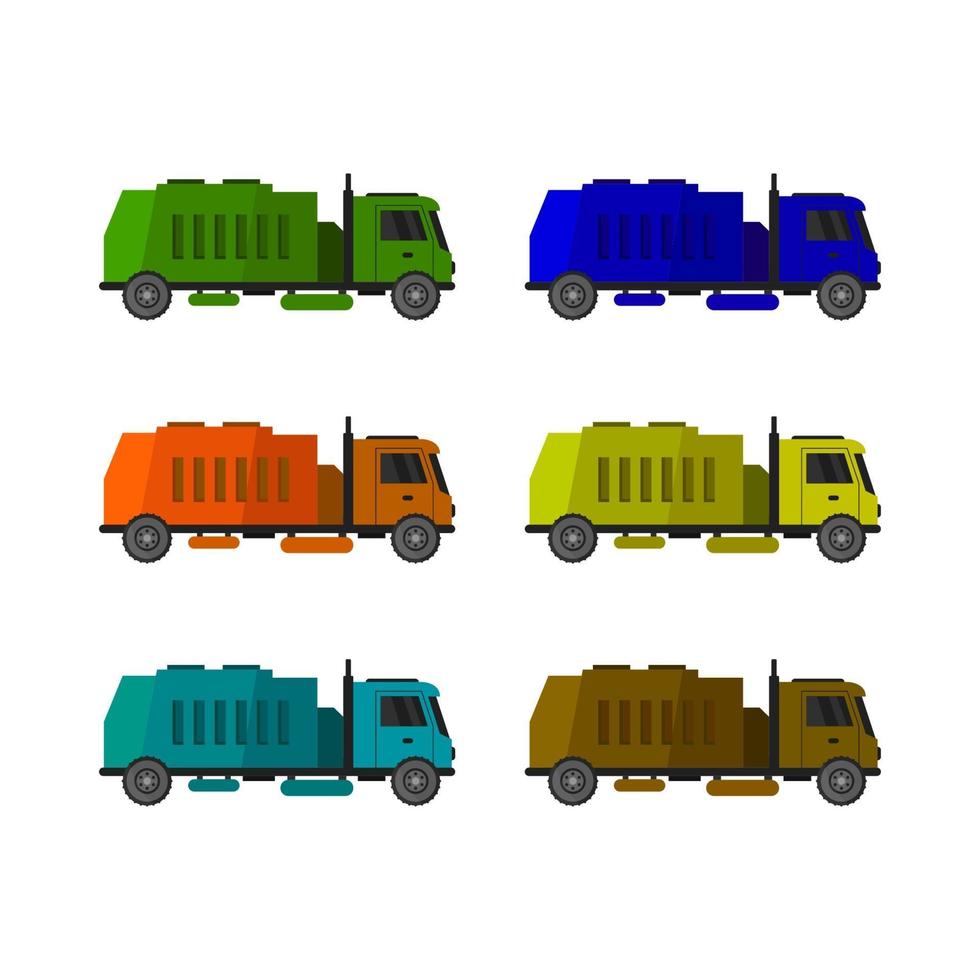 Set Of Garbage Truck On White Background vector
