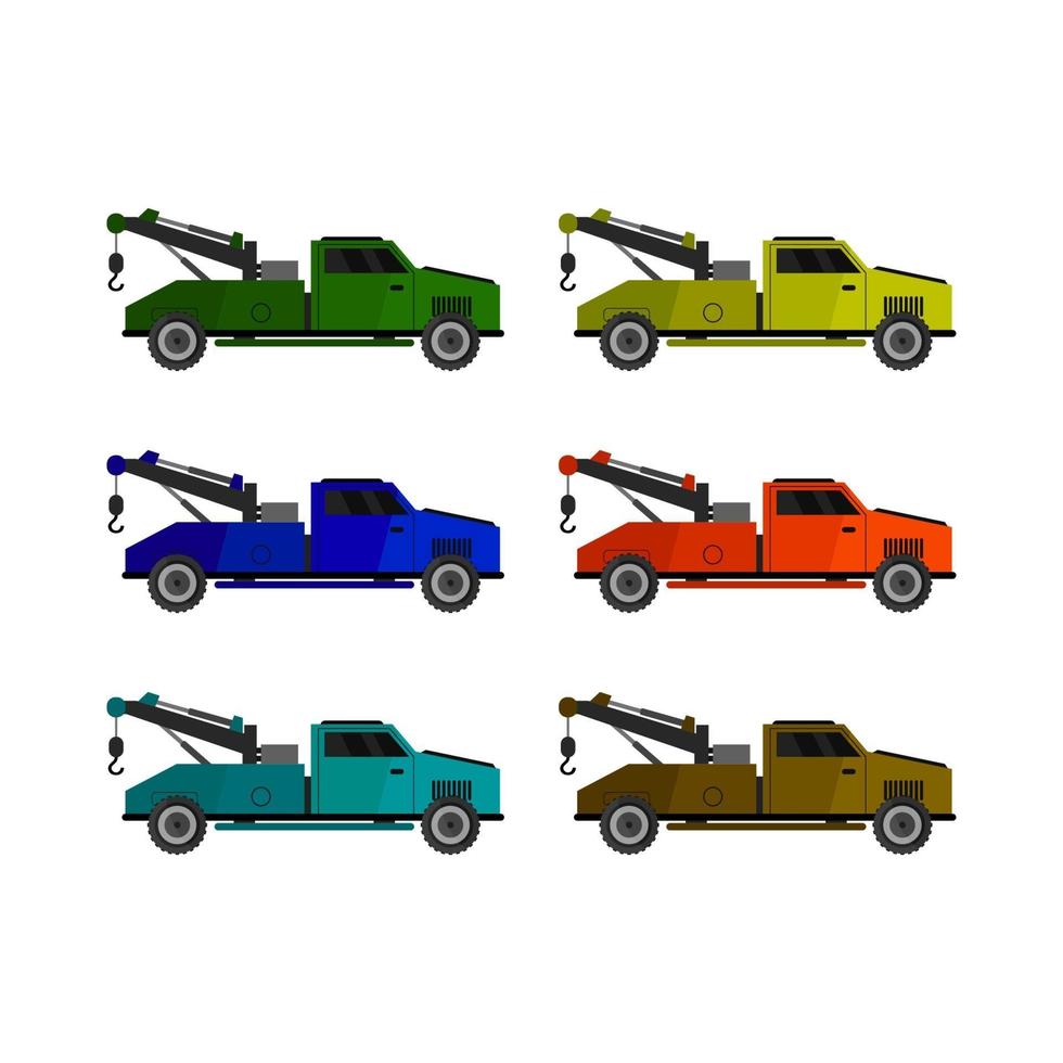 Set Of Tow Truck On White Background vector