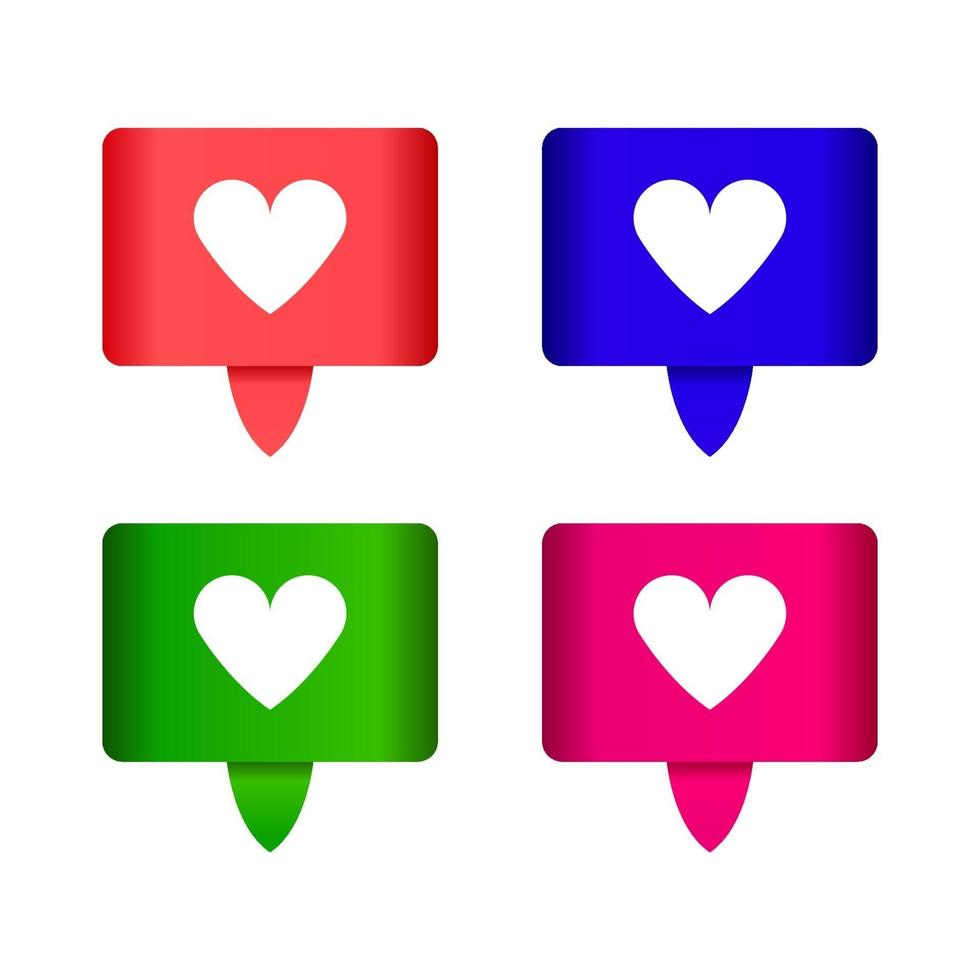 Conjunto de botones de corazones sobre fondo blanco. vector