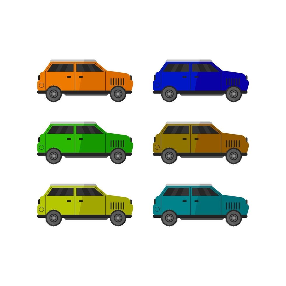 conjunto de coche sobre fondo blanco vector