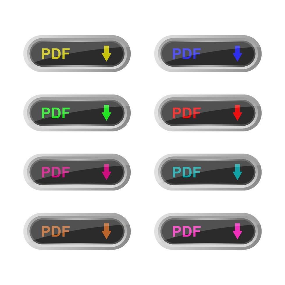 Pdf Download Set On White Background vector