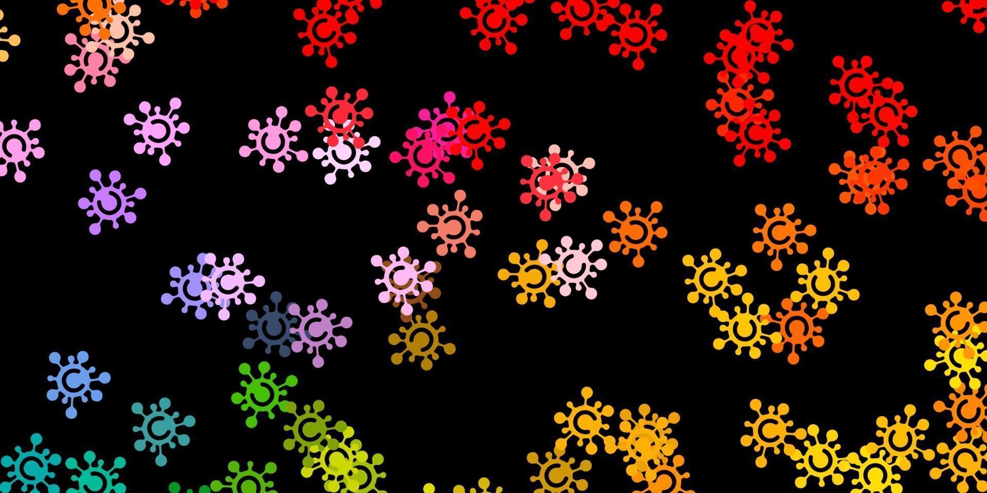 textura de vector multicolor oscuro con símbolos de enfermedades.