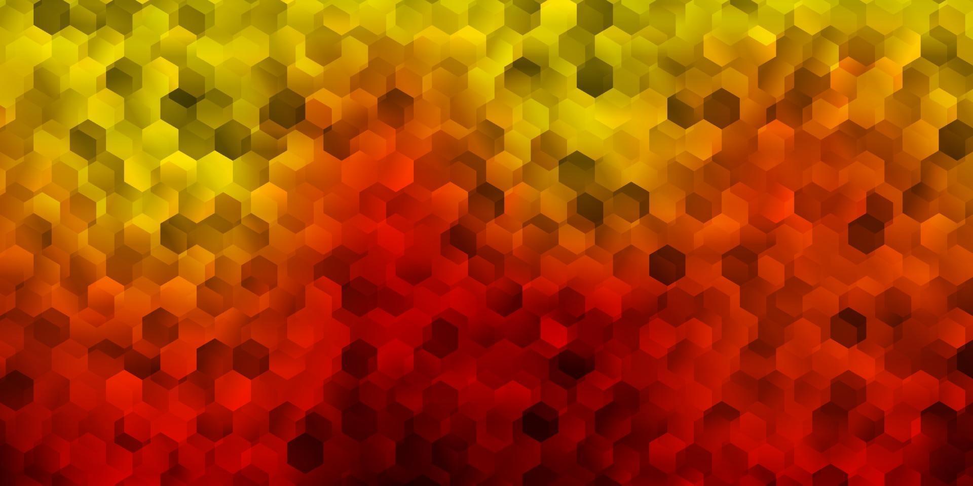 Dark orange vector background with hexagonal shapes.