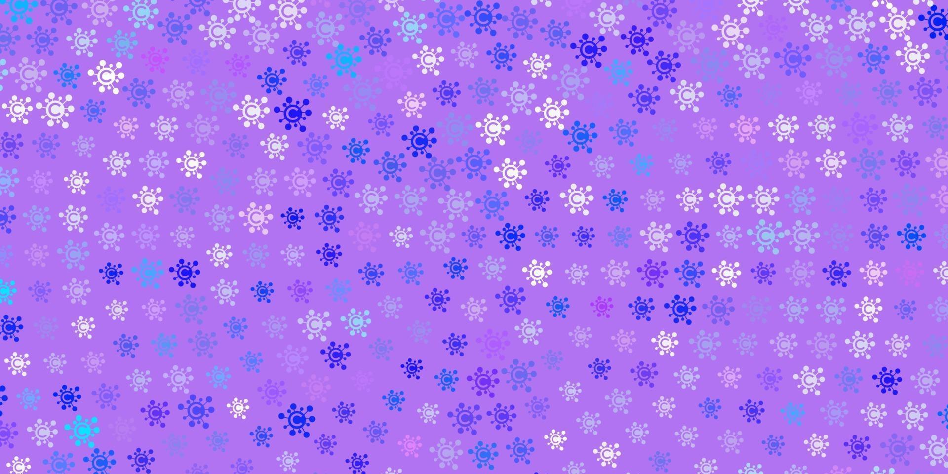 Light Purple vector background with covid-19 symbols.