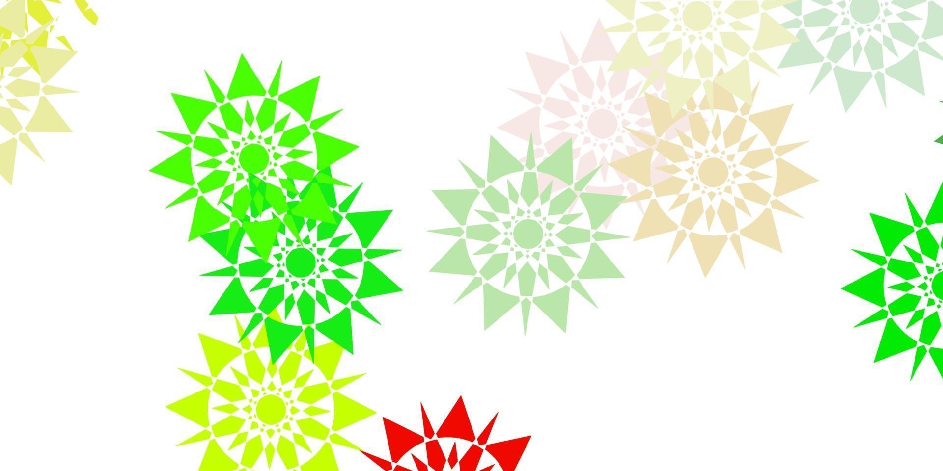 Light green, yellow vector template with ice snowflakes.