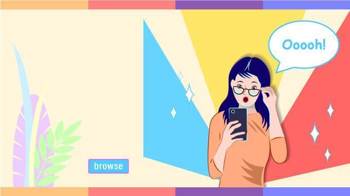 Woman in Glasses is Surprised as She Looks at Her Phone vector