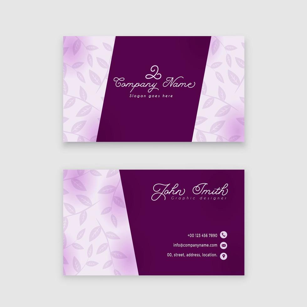 Floral purple business card template vector