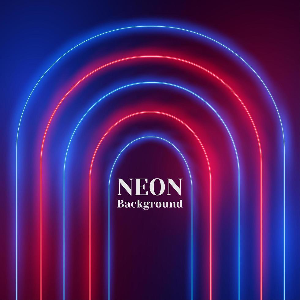 Curved abstract neon geometric design vector