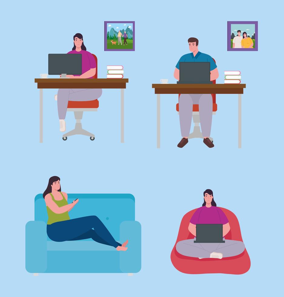 People working from home vector