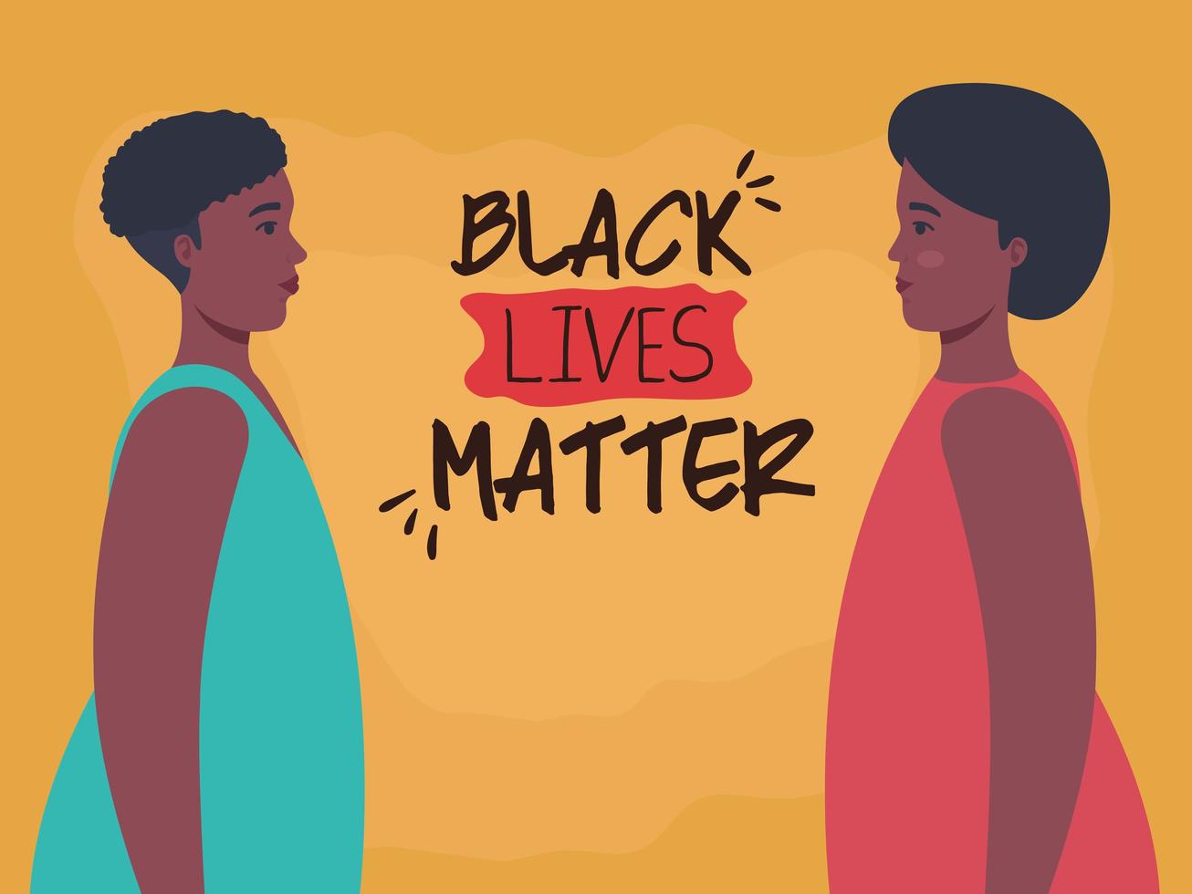 Las vidas negras importan banner con mujeres, detener el concepto de racismo vector