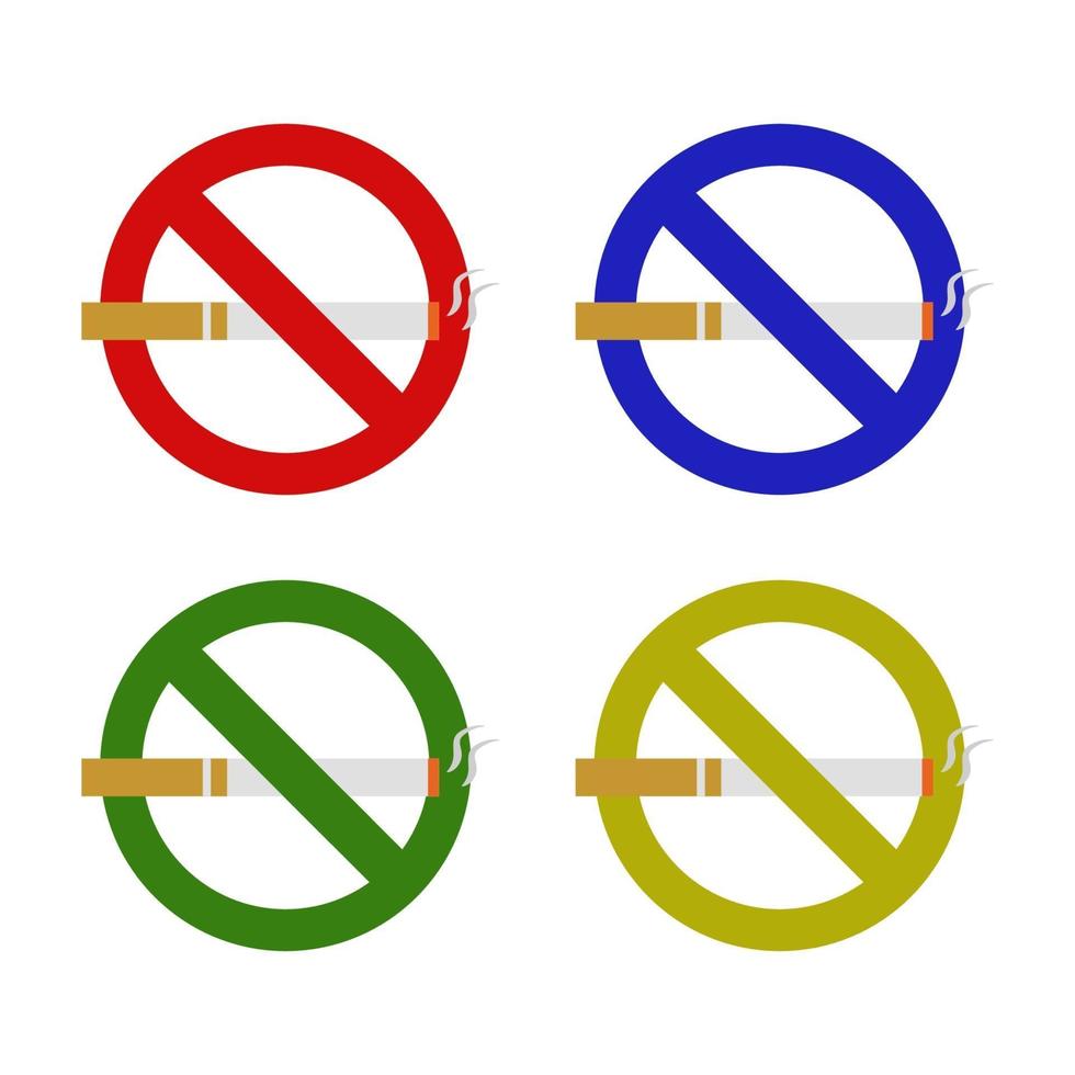 Conjunto de prohibición de fumar sobre fondo blanco. vector