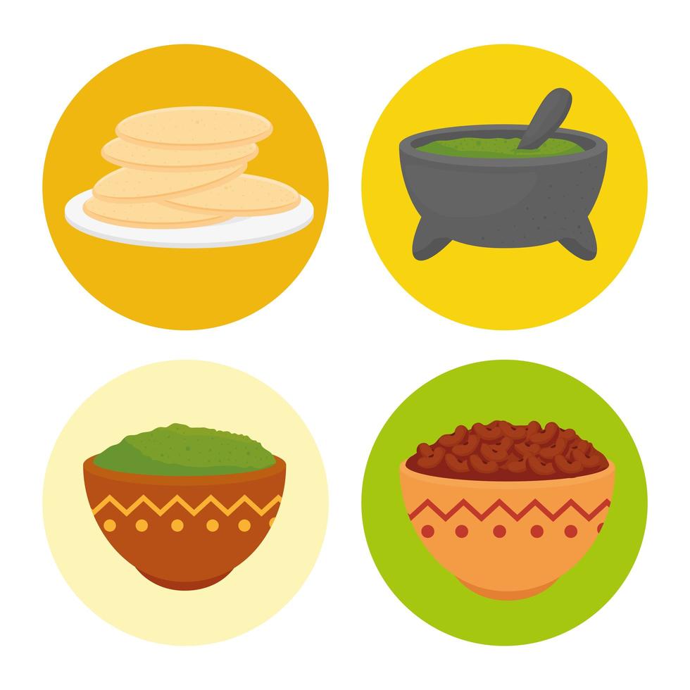 Mexican food icon set vector
