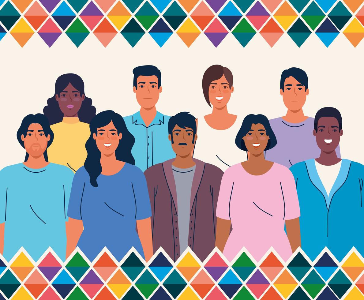 National hispanic heritage month banner with multiethnic group of people vector