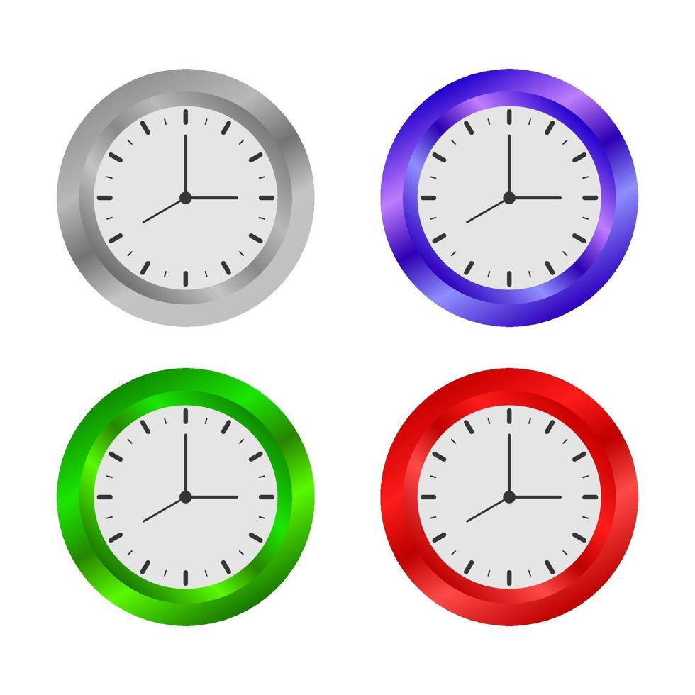 Set Of Clocks On White Background vector