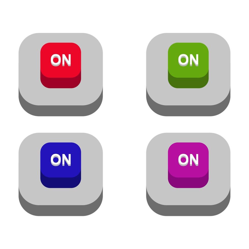 Isometric On Off Button Set On White Background vector