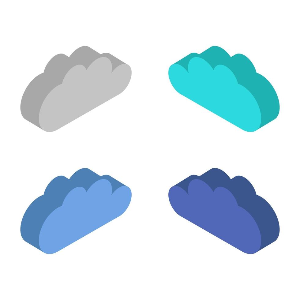 Isometric Clouds Set vector