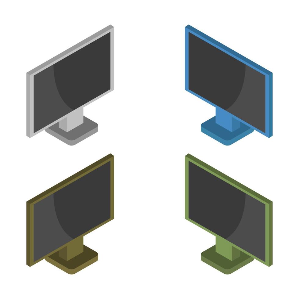 Set Of Computer Monitors On White Background vector