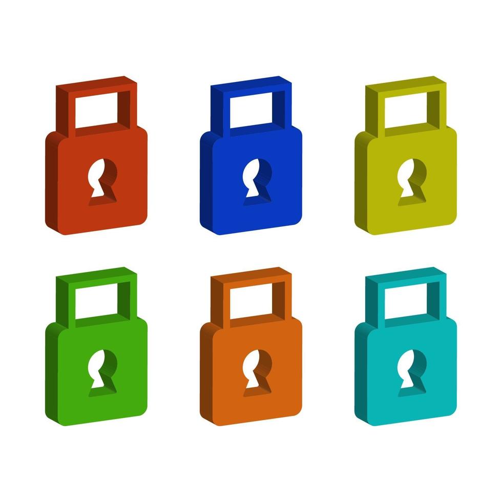 Isometric Padlock Set vector