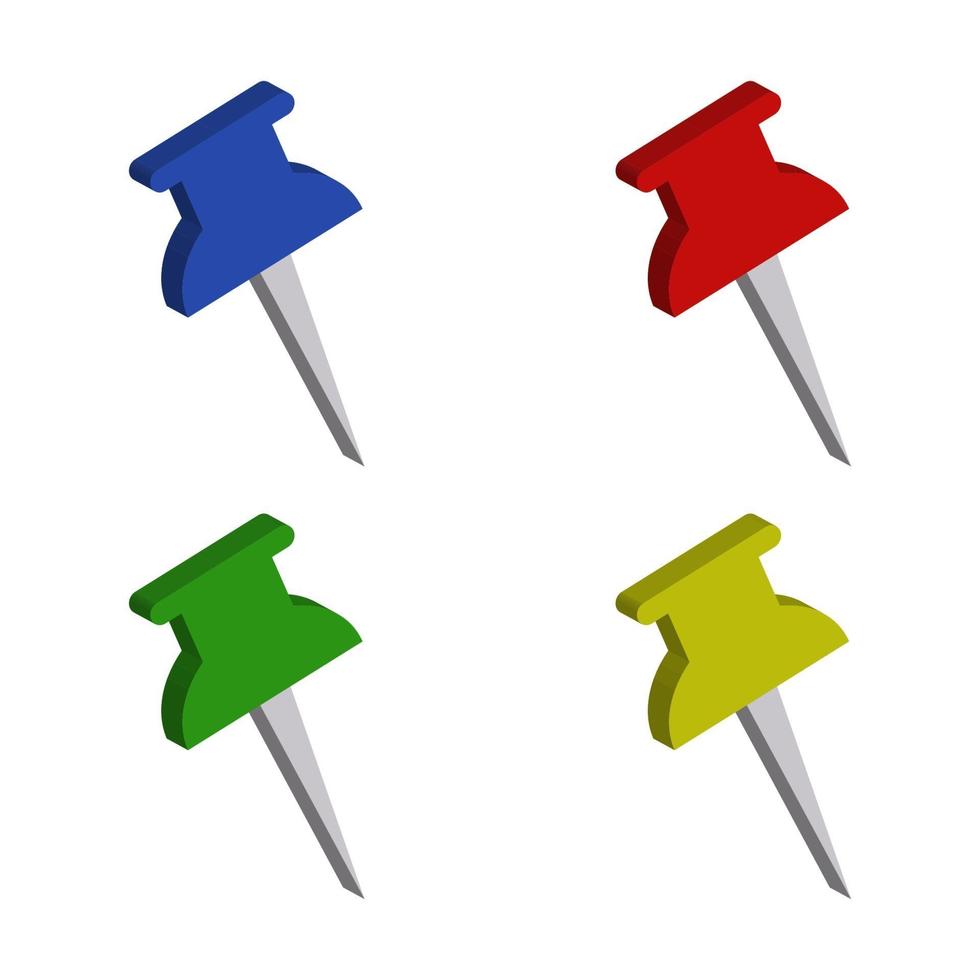 Set Of Push Pins On White Background vector