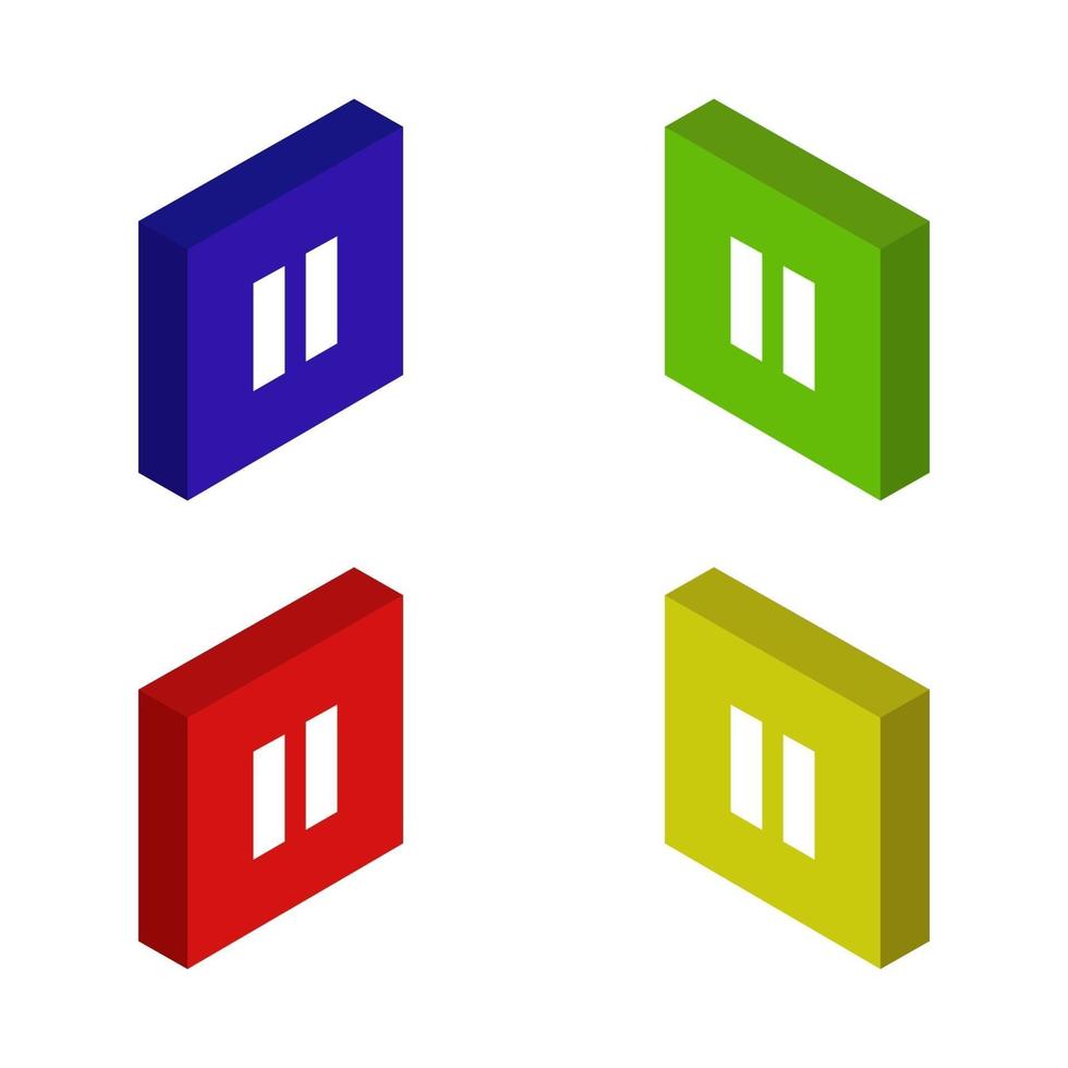 Isometric Pause Button Set vector