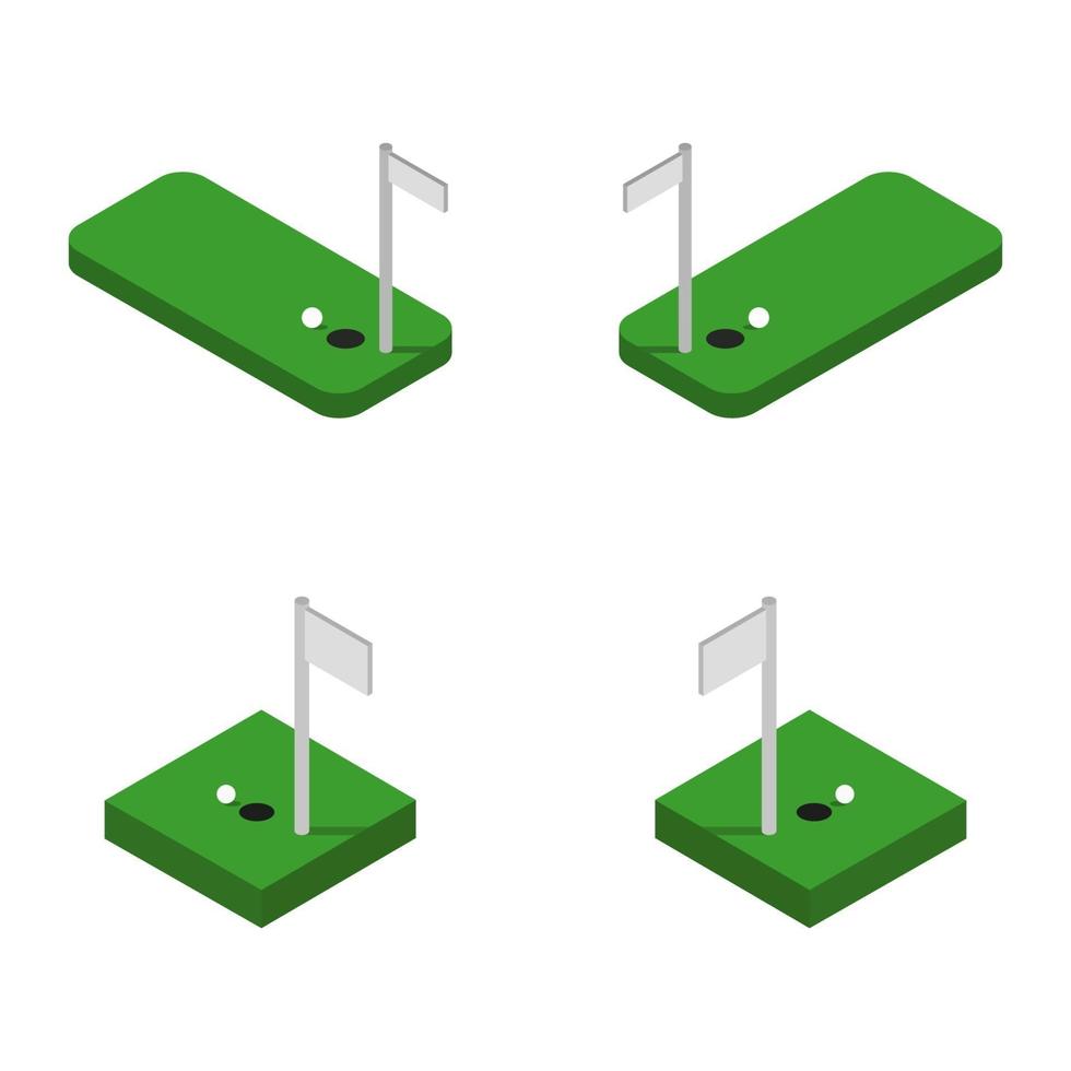 Isometric Golf Set On White Background vector