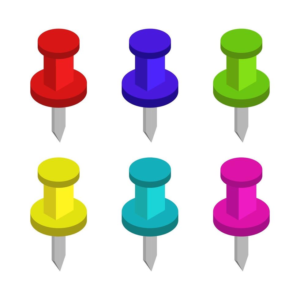 Set Of Push Pins On White Background vector