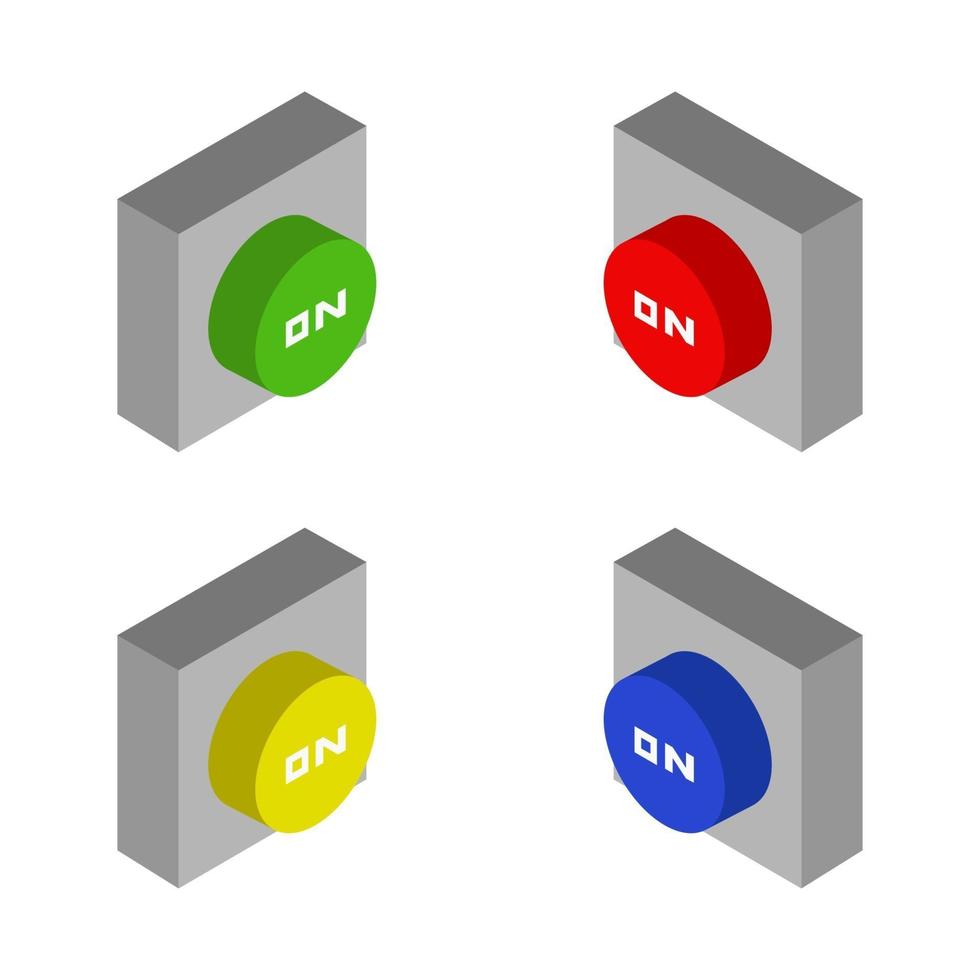 Isometric On Off Button Set vector