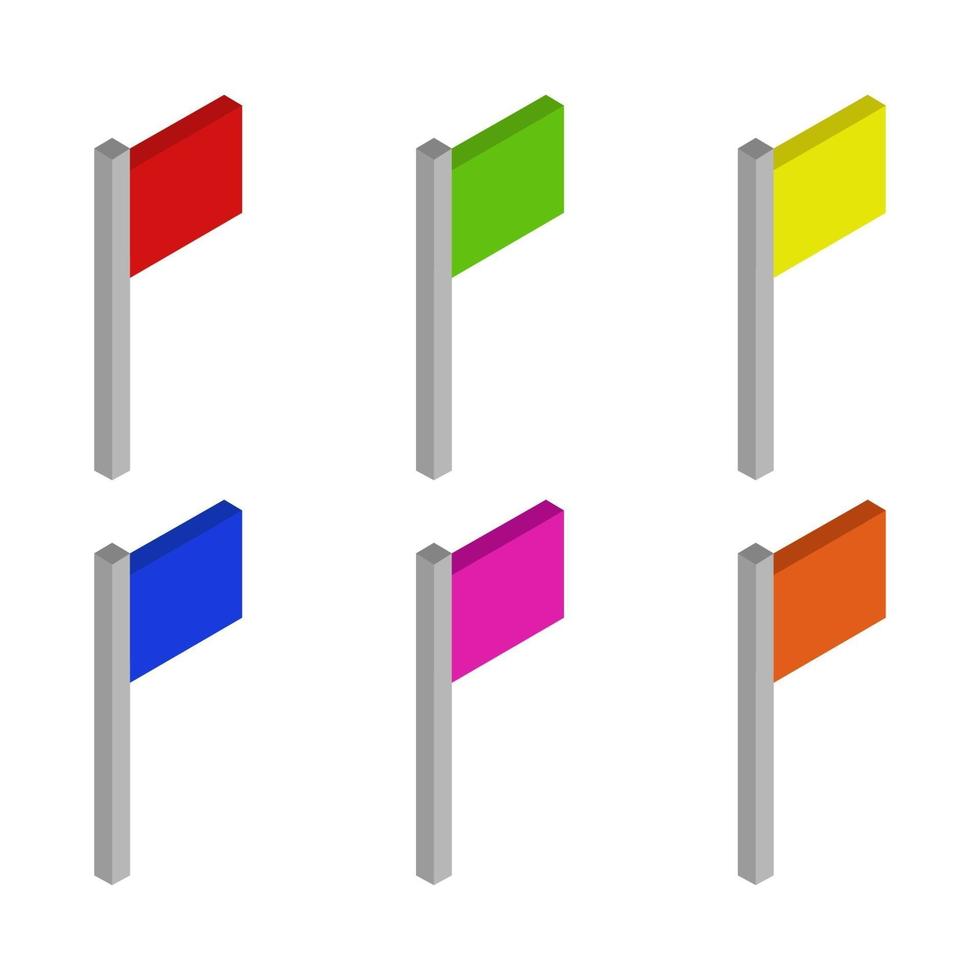 Isometric Flag Set vector