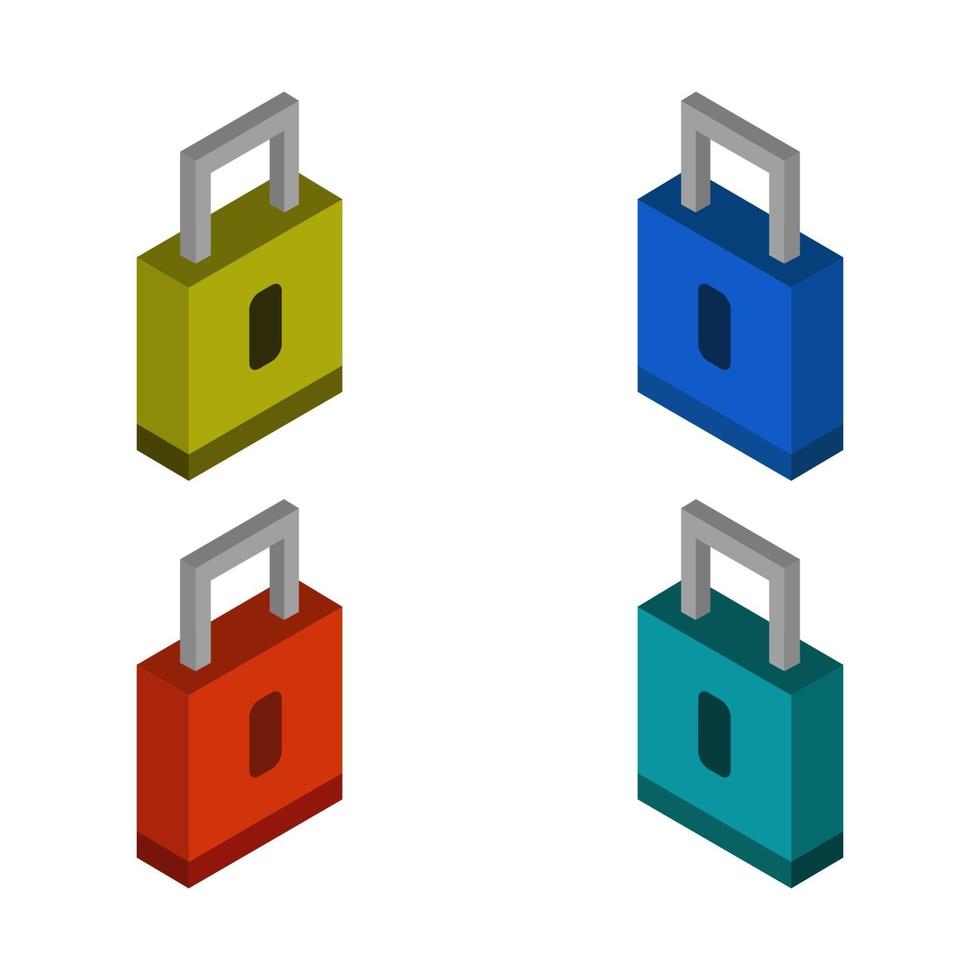 Isometric Padlock Set vector