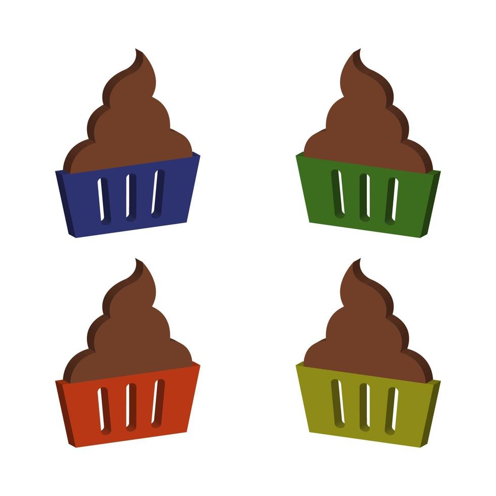 Isometric Cupcake Set On White Background vector