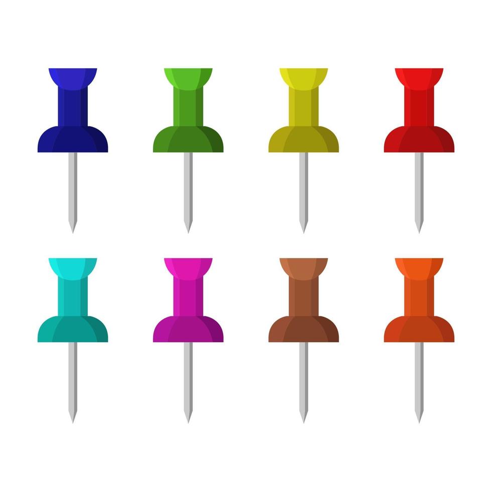 Pushpin Set On White Background vector