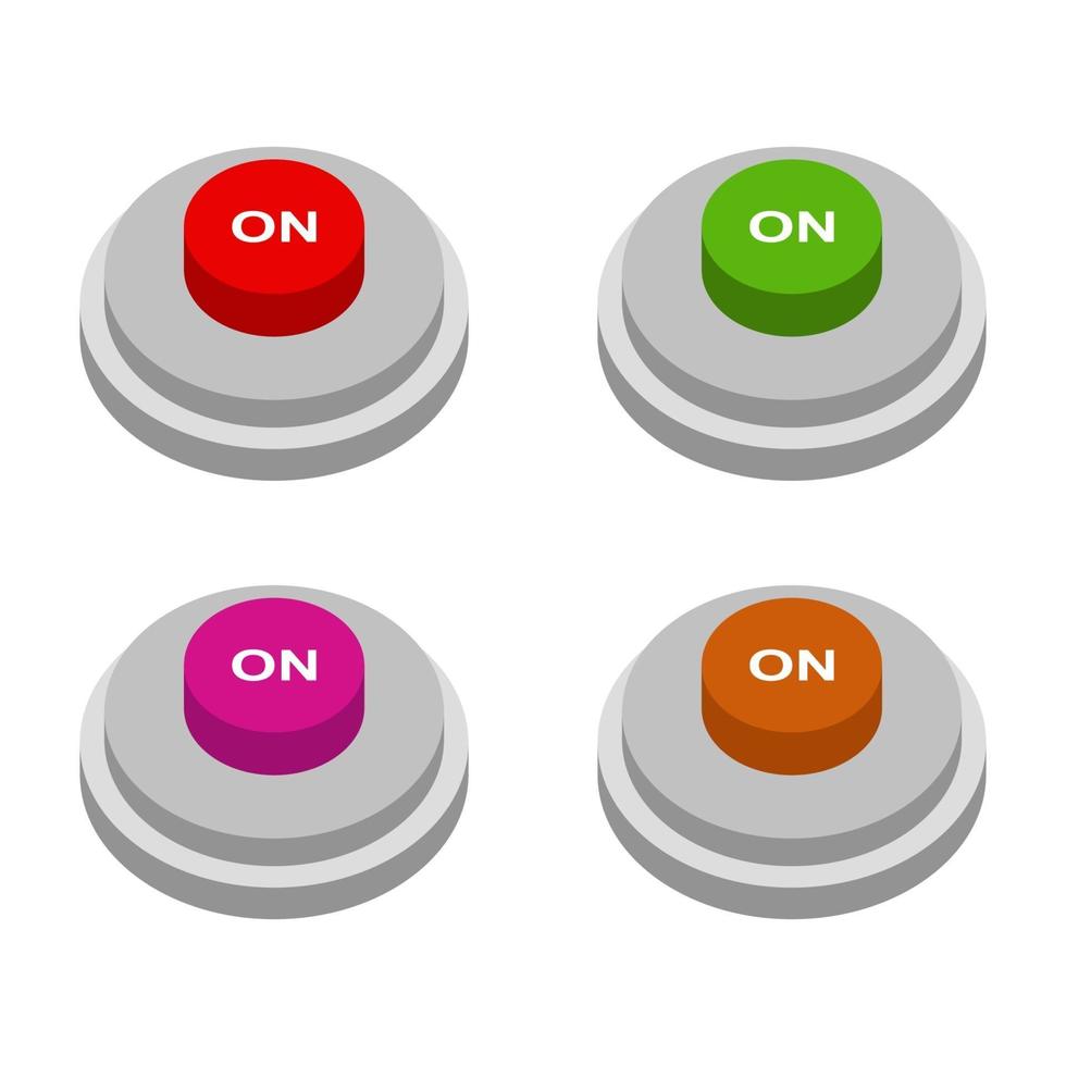 Isometric On Off Button Set On White Background vector
