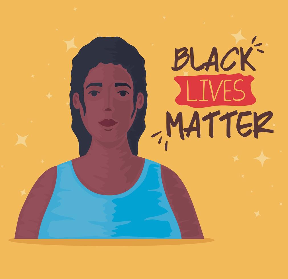 La vida negra importa banner con mujer, detener el concepto de racismo vector