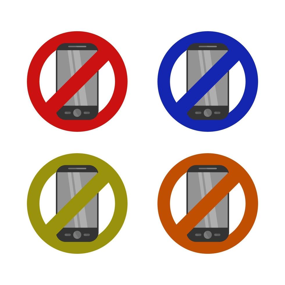 Smartphone Ban Set On White Background vector