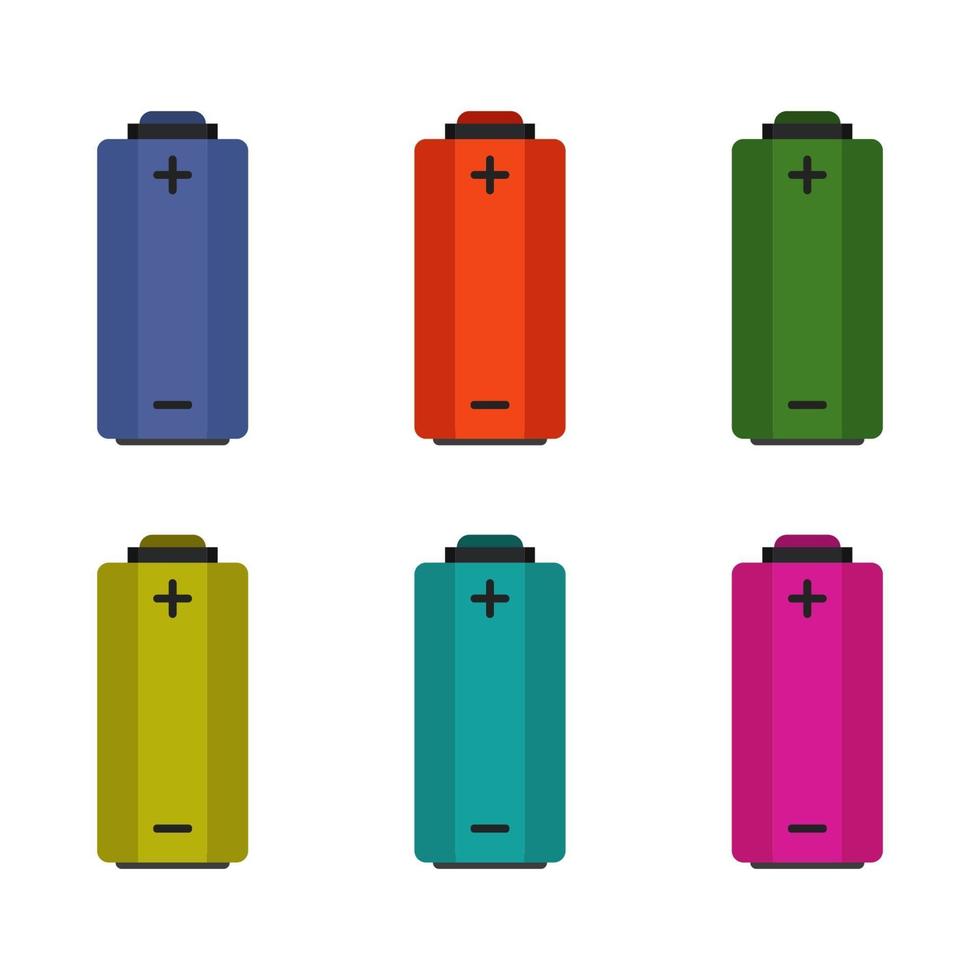 Battery Set On White Background vector