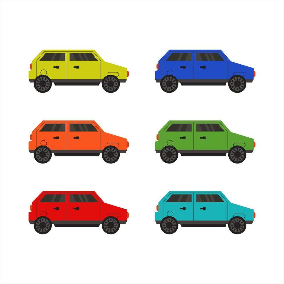 conjunto de coche sobre fondo blanco vector