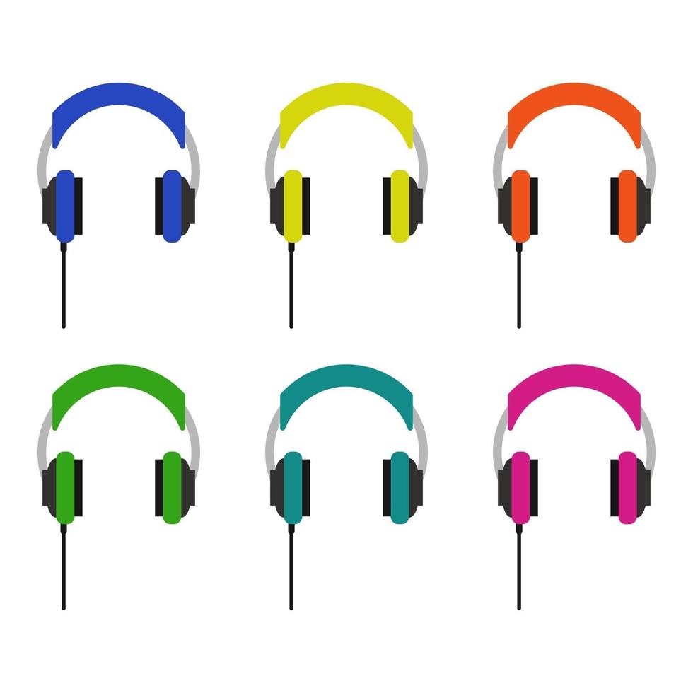 Set Of Headphones On White Background vector