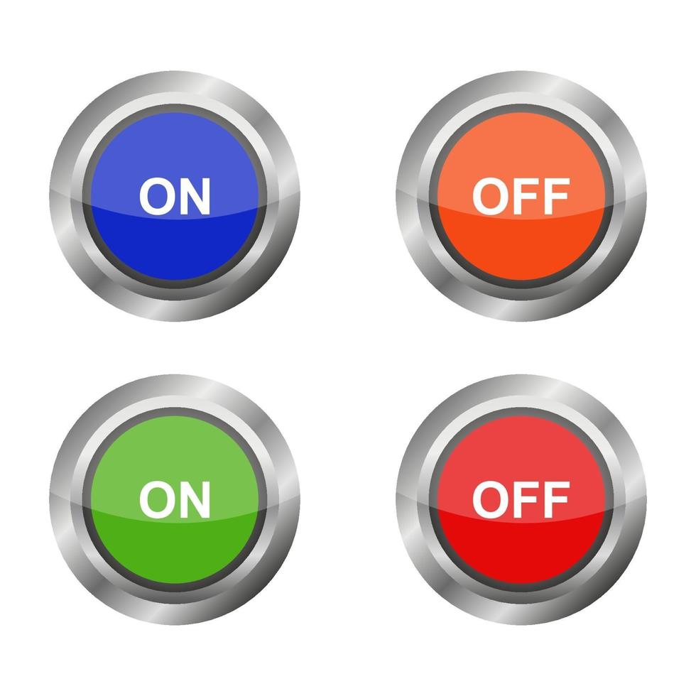 Set Of Buttons On Off White Background vector
