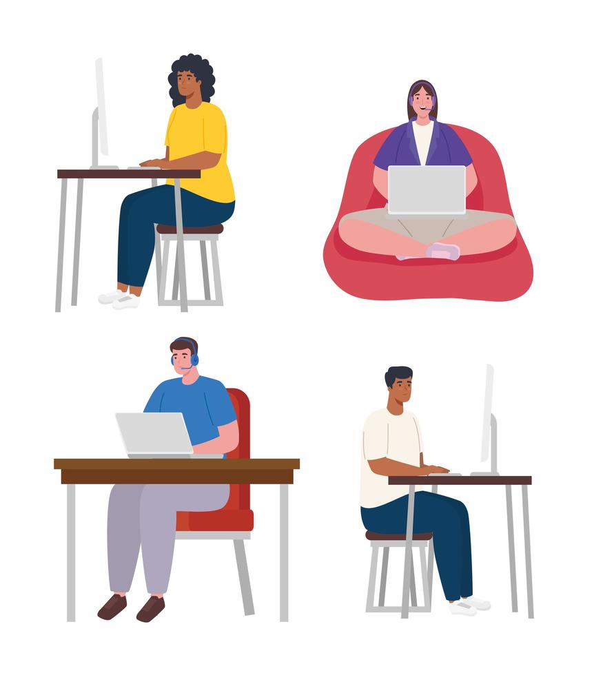 People working from home vector