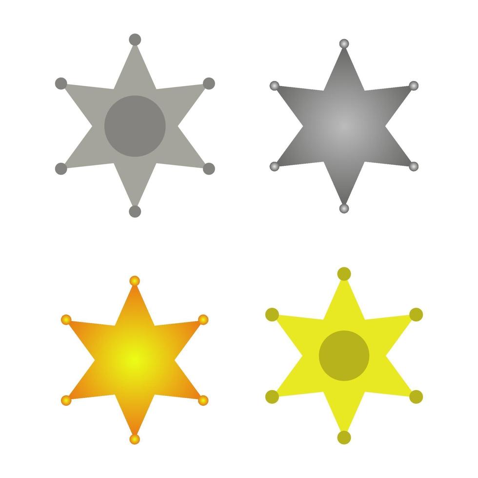 Conjunto de estrella del sheriff sobre fondo blanco. vector