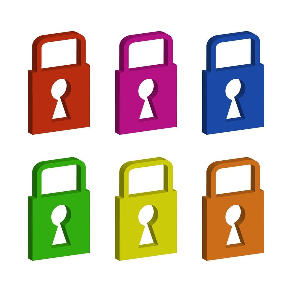 Isometric Padlock Set vector