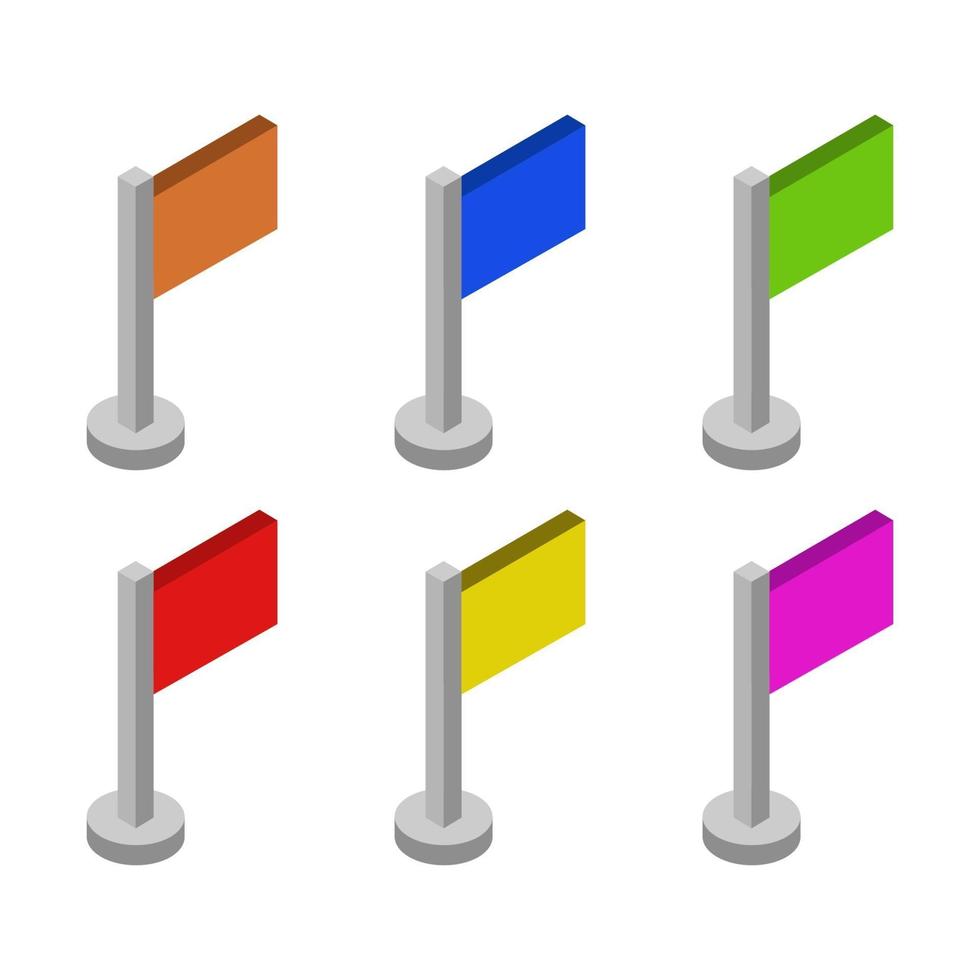 Isometric Flag Set vector