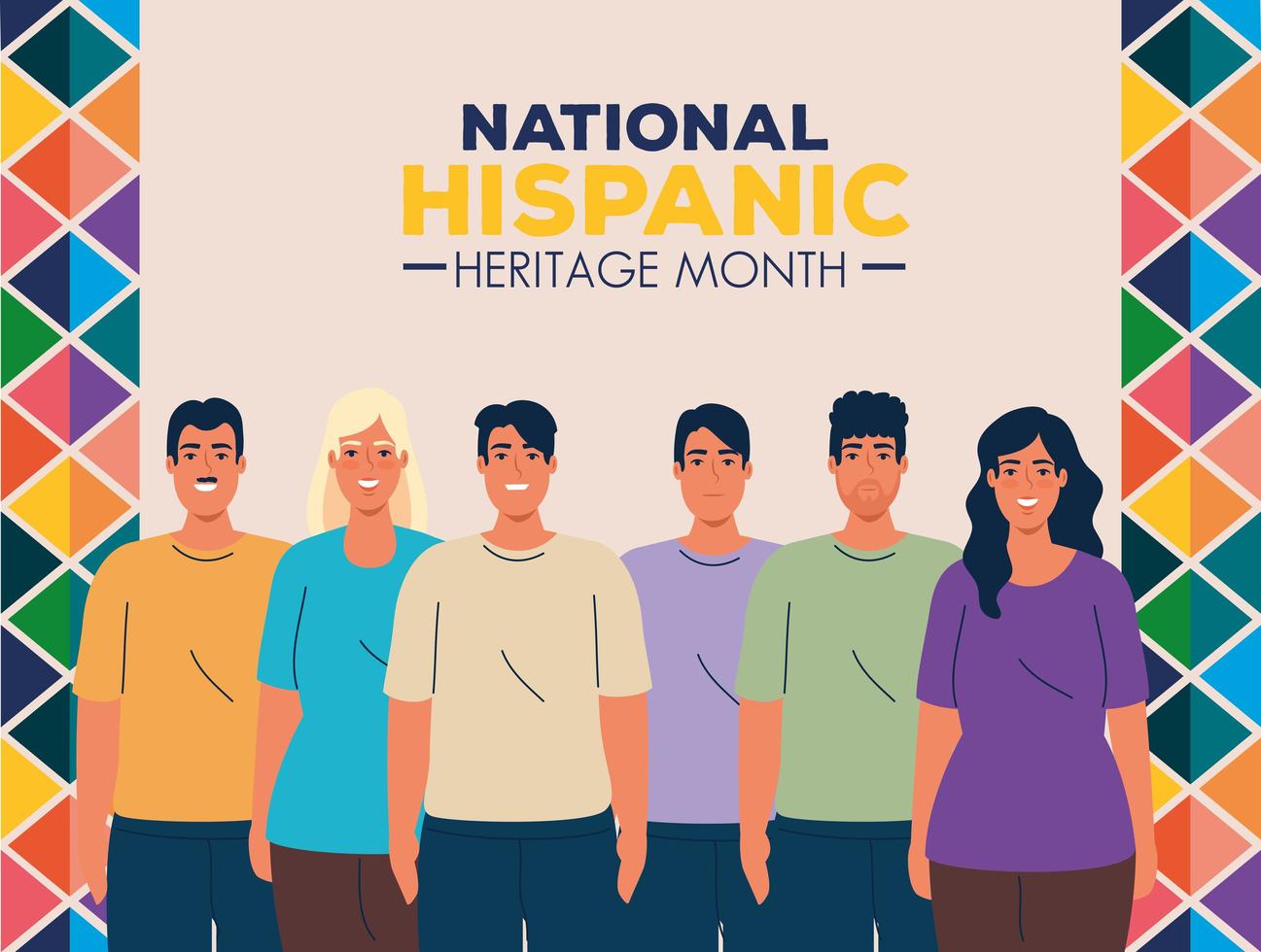 national hispanic heritage month with group of people multiethnic vector