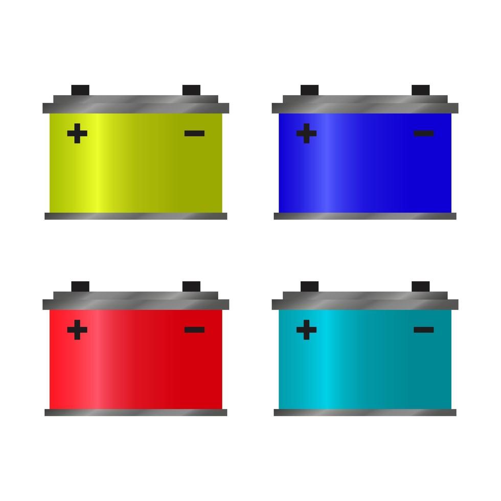 Set Of Battery Car White Background vector